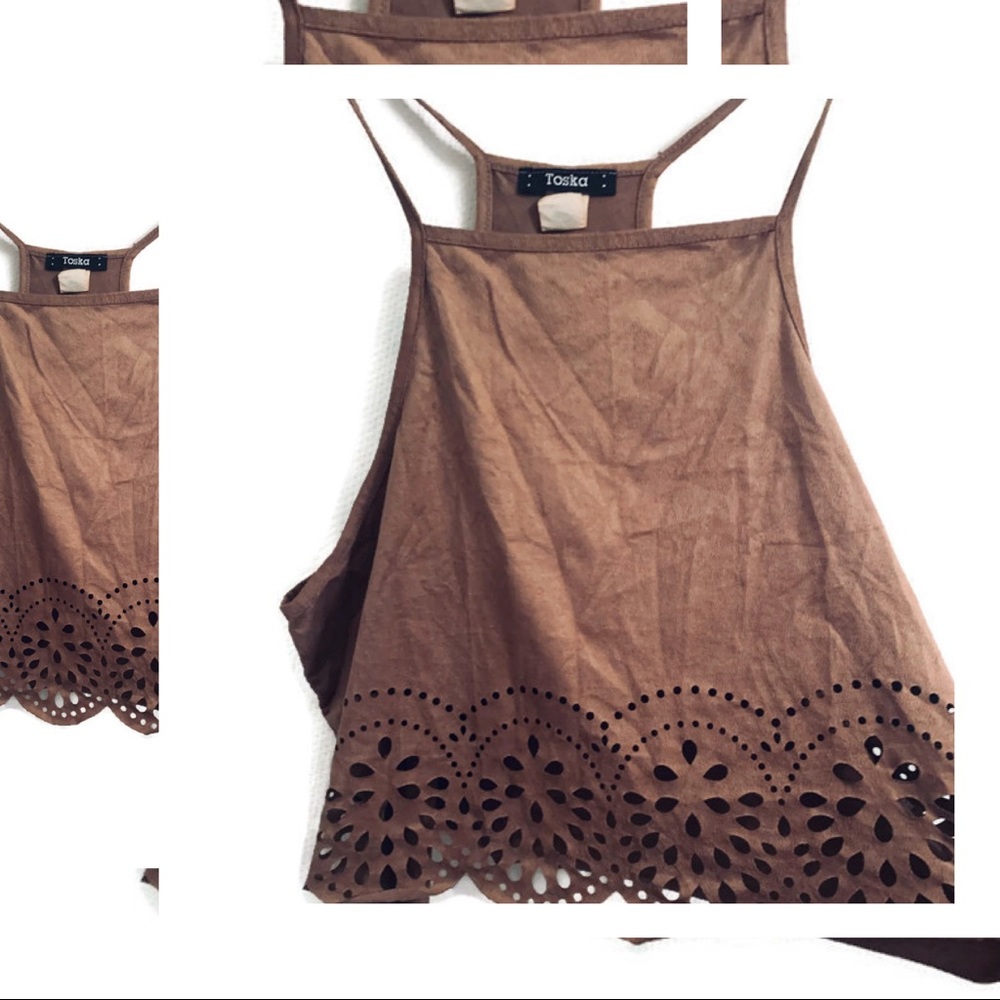 Toska - Vegan Suede Cutout Festival Crop Top - L